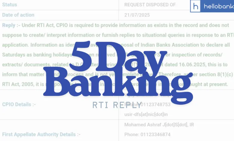5 Day Banking Update: RTI Reply