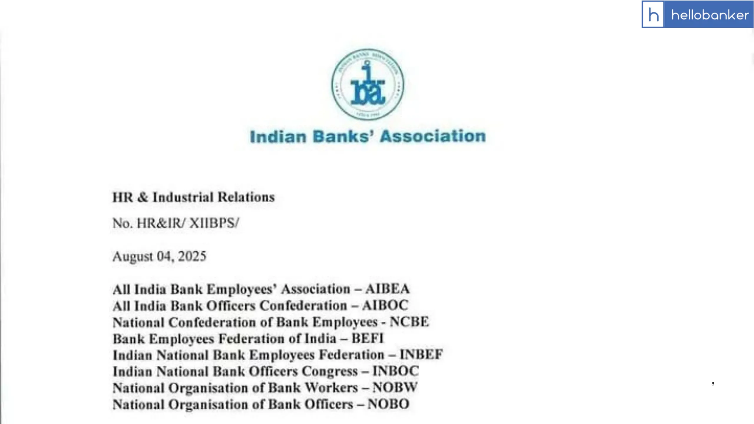 Next Meeting of IBA with UFBU scheduled on 10 August