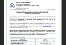 Indian Overseas Bank (IOB) Apprentice Recruitment 2025 Notification Released and Apply Online for 750 Posts