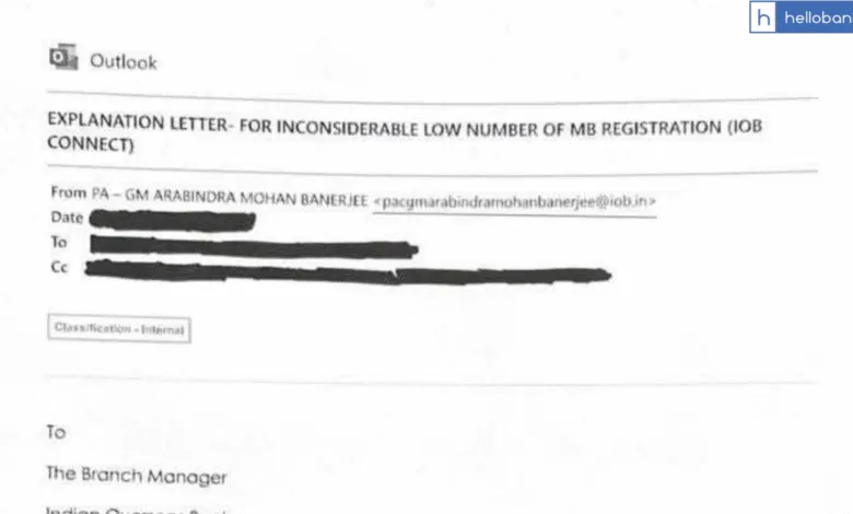Indian Overseas Bank issues Explanation Call to Branch Manager Over Poor Mobile Banking Registrations