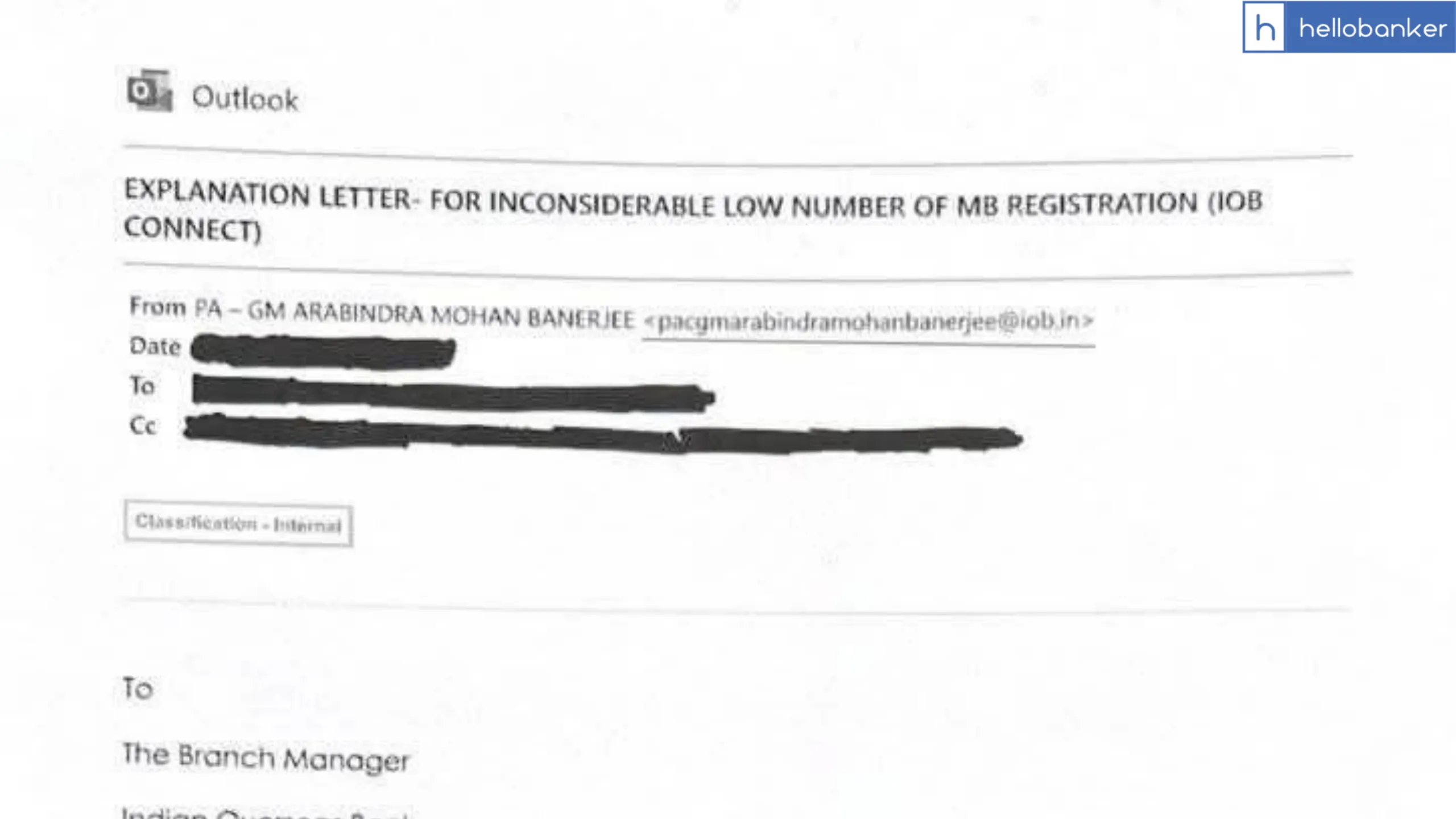 Indian Overseas Bank issues Explanation Call to Branch Manager Over Poor Mobile Banking Registrations