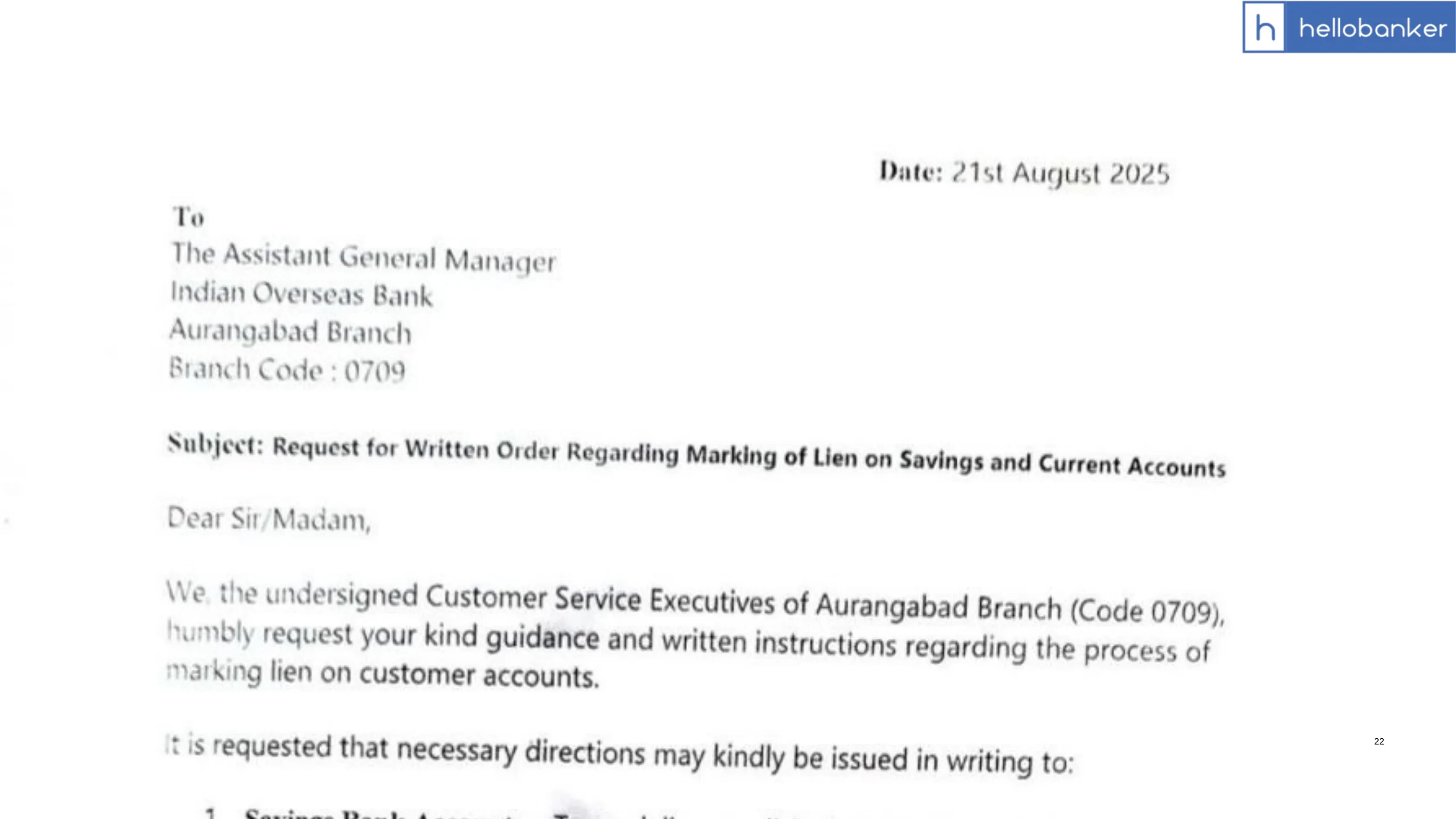 Is Indian Overseas Bank forcing Staff to mark Lien in Accounts? Staff asks for Written Order