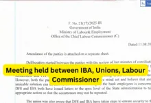 Meeting held between IBA, Unions, Labour Commissioner; Read decision taken on Bank Security, 5 Day Banking