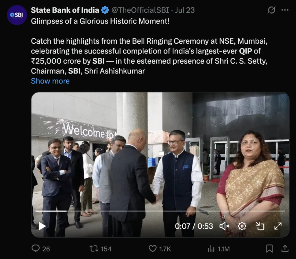 SBI QIP Historic Event