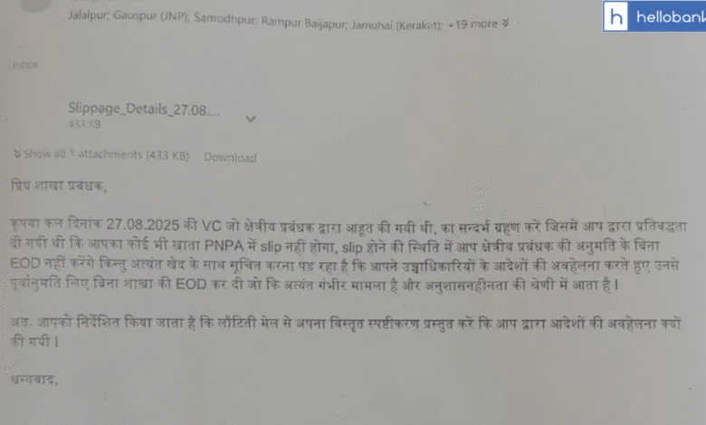 Uttar Pradesh Gramin Bank Issues Notice to Branch Manager for closing Branch without Permission
