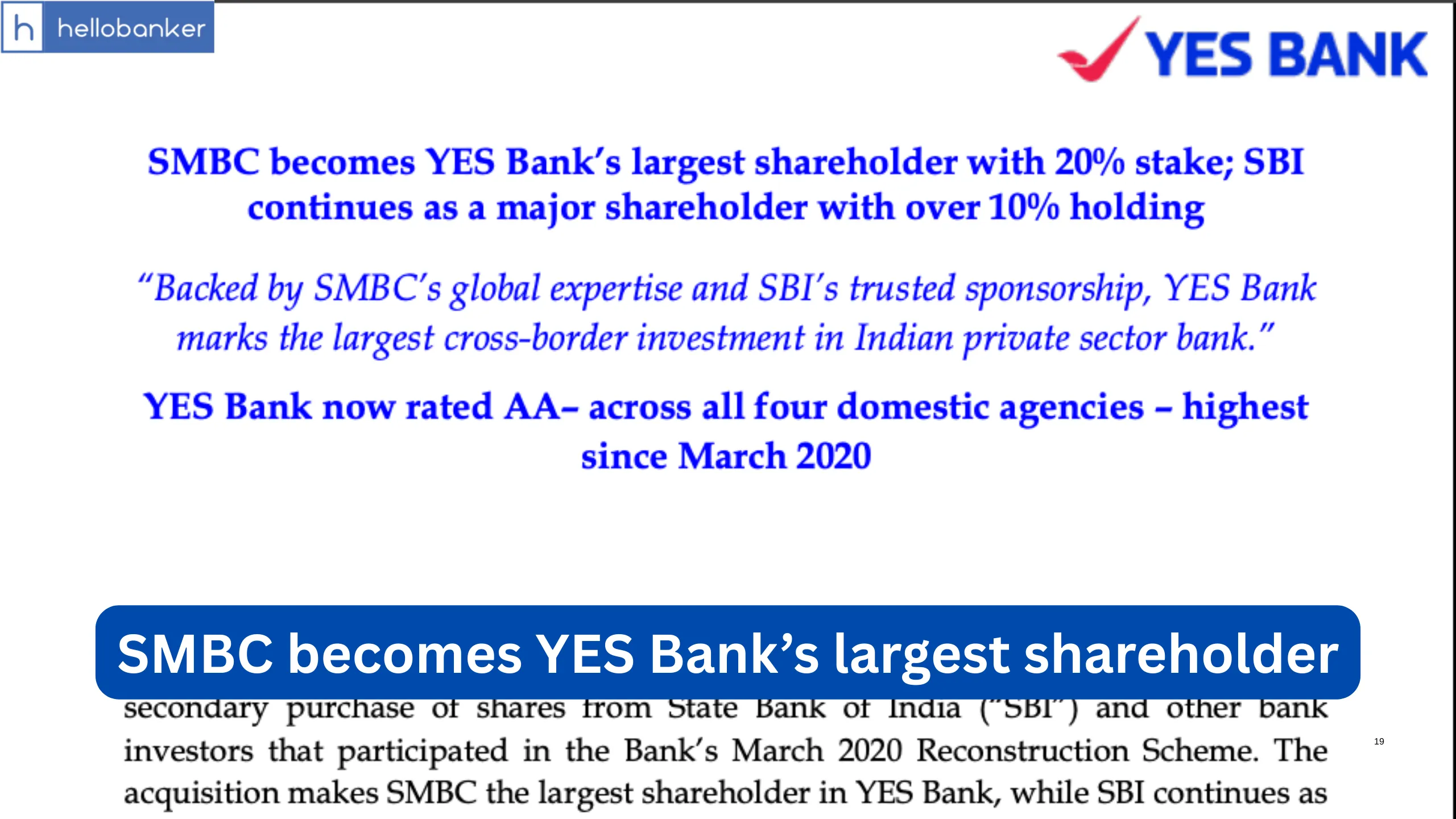 SMBC becomes YES Bank’s largest shareholder with 20% stake