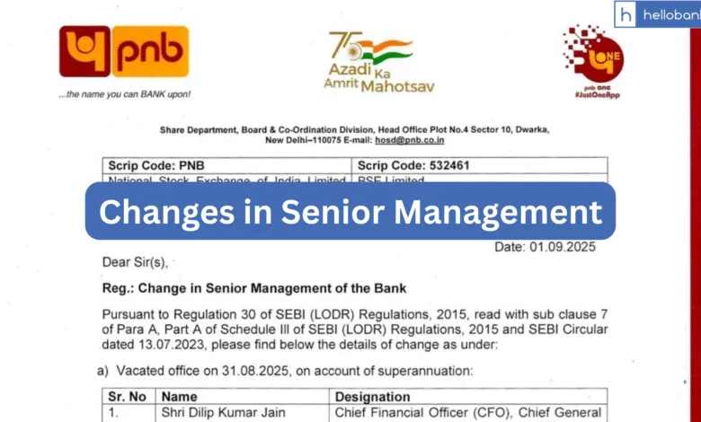 PNB announces changes in Senior Management