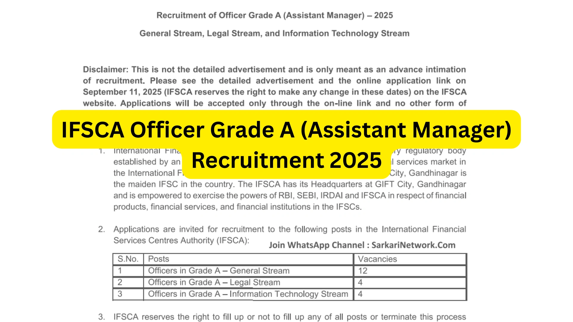 IFSCA Officer Grade A (Assistant Manager) Recruitment 2025 Notification Released and Apply Online