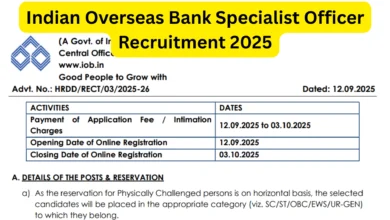 Indian Overseas Bank Specialist Officer (SO) Recruitment 2025 Notification Released for 127 Posts, Check Details