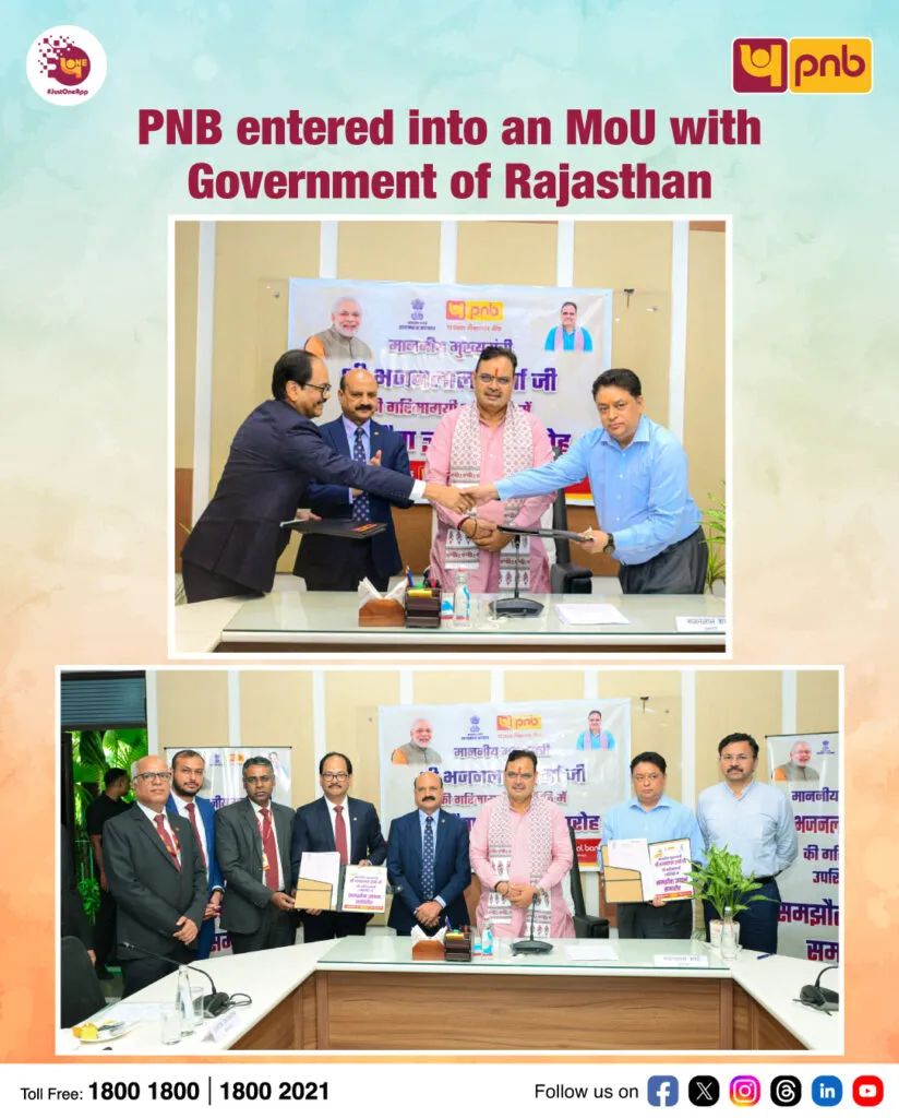PNB Signs MoU with Rajasthan Government for Rs.21,000 Crore Investment