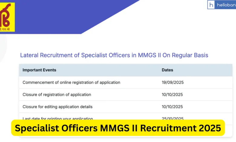 Punjab & Sind Bank Specialist Officers MMGS II Recruitment 2025 Notification Out