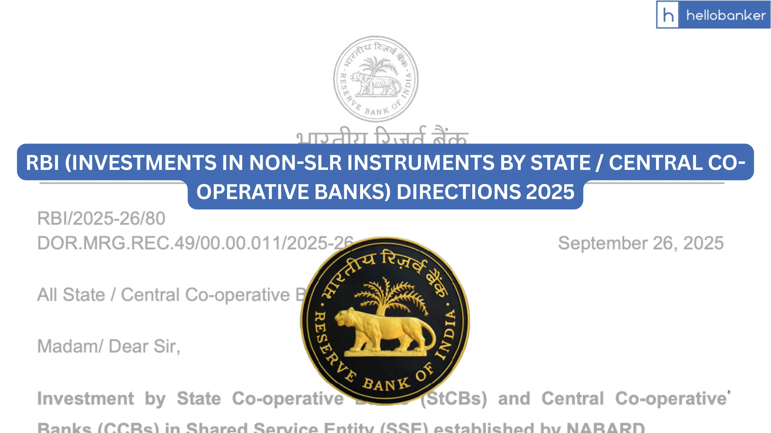 RBI (Investments in Non-SLR instruments by State / Central Co-operative Banks) Directions 2025