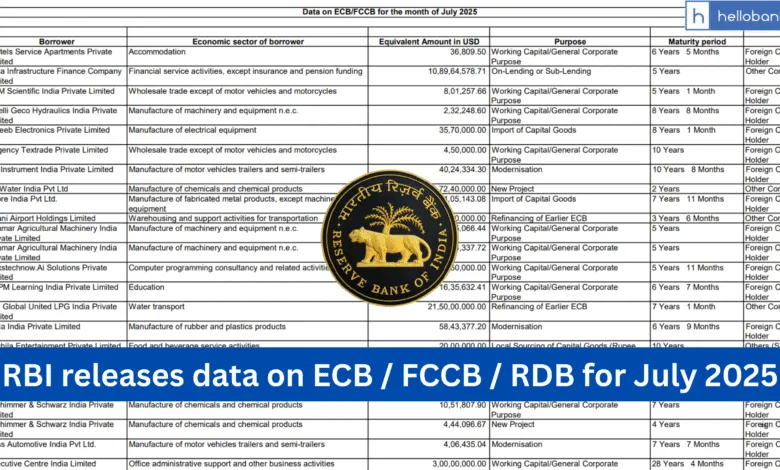 RBI releases data on ECB / FCCB / RDB for July 2025