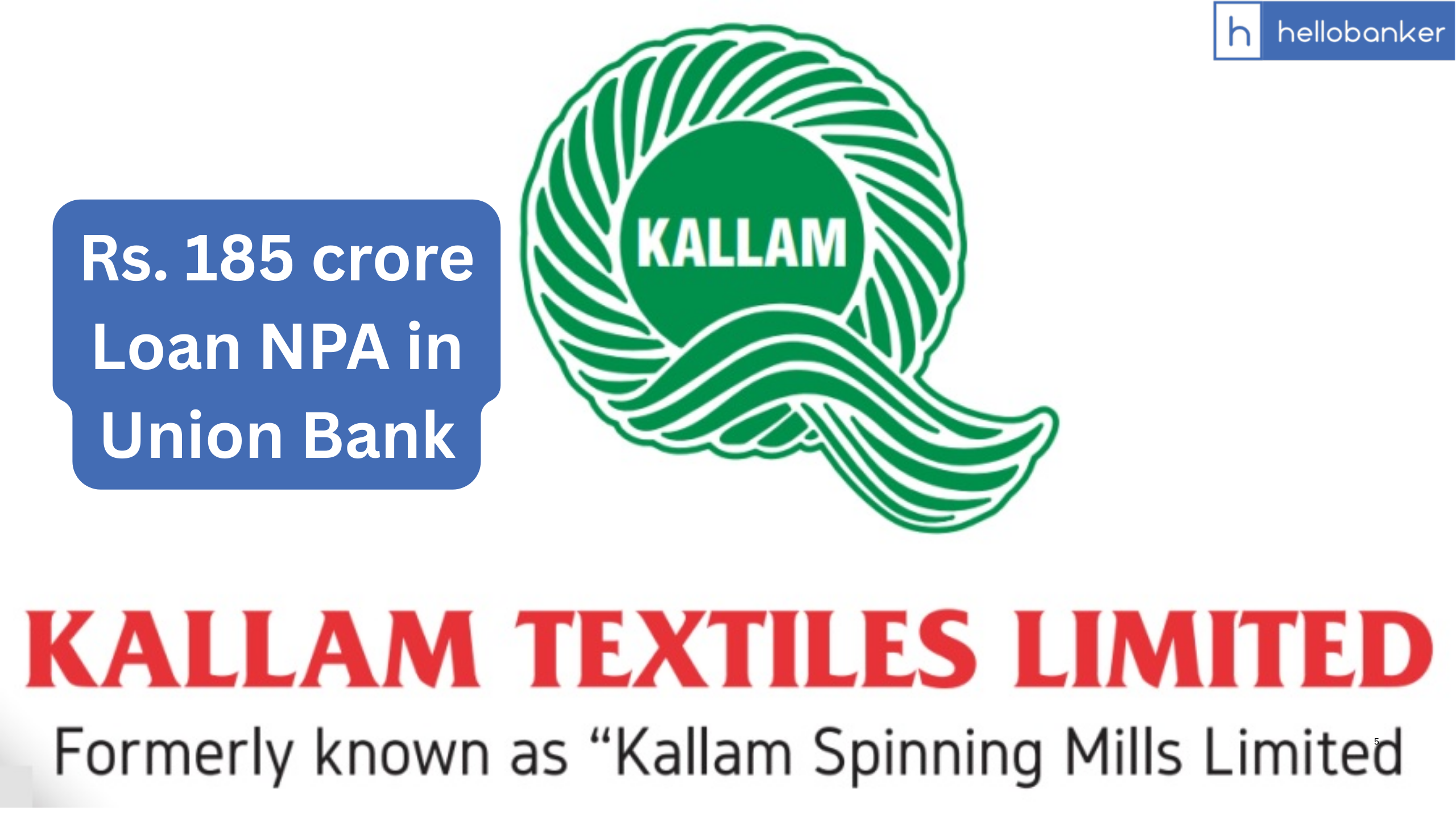 Rs. 185 crore Loan NPA in Union Bank; Bank announces Possession of Property