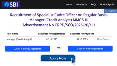 SBI Manager (Credit Analyst) Recruitment 2025 Notification Released, Apply Online