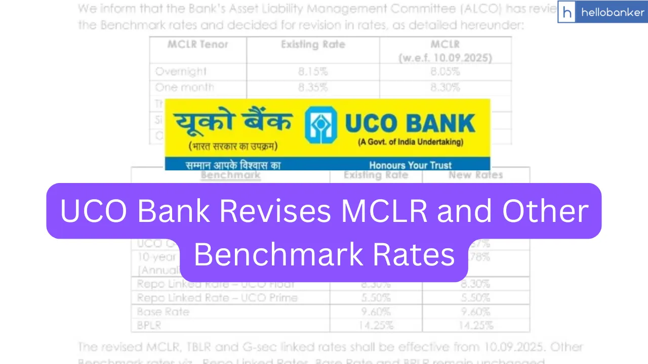 UCO Bank Revises MCLR and Other Benchmark Rates