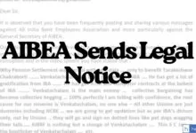 AIBEA Sends Legal Notice to Retired Syndicate Bank Officer for Defamatory Remarks against General Secretary