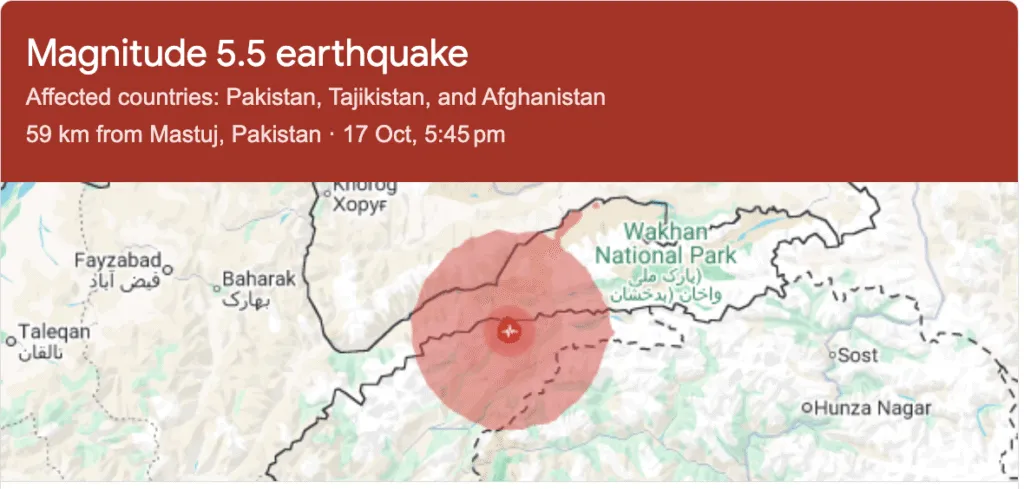 Earthquake in Pakistan