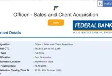 Federal Bank New Job Recruitment: Apply For Officer - Sales and Client Acquisition