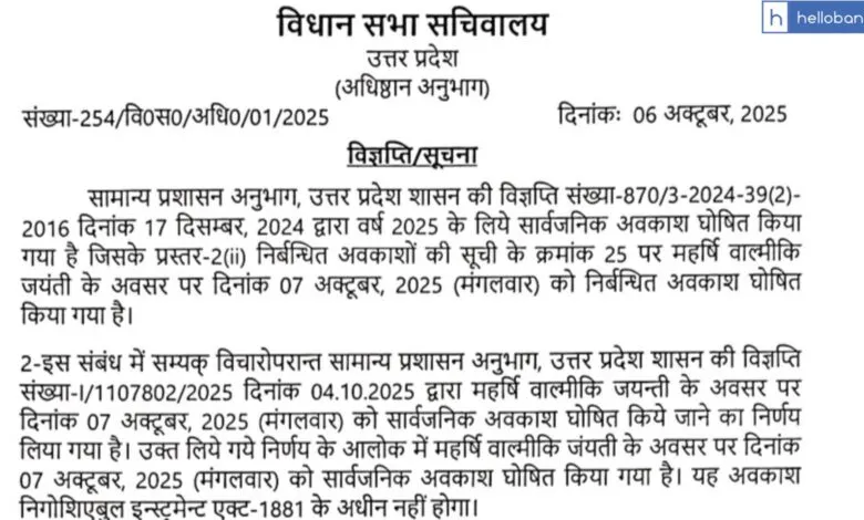 No Holiday for Bank Employees in UP on 7th October