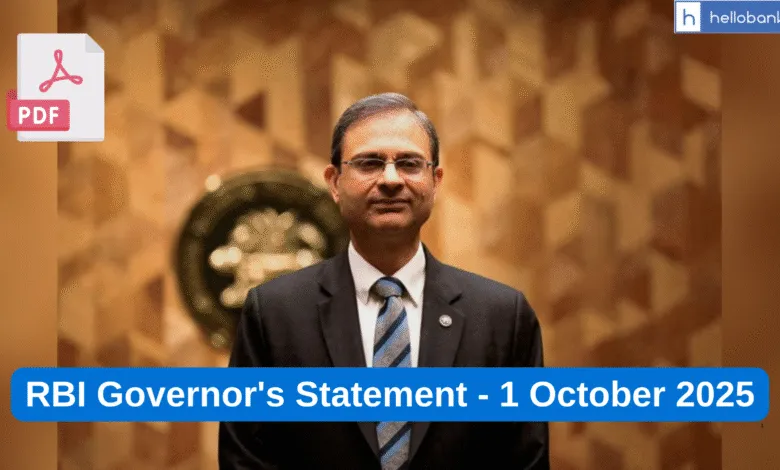 RBI Governor's Statement - 1 October 2025 [Download PDF]
