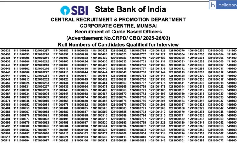 SBI CBO Result 2025 Released, Download List of Candidates Selected For Interview [PDF]