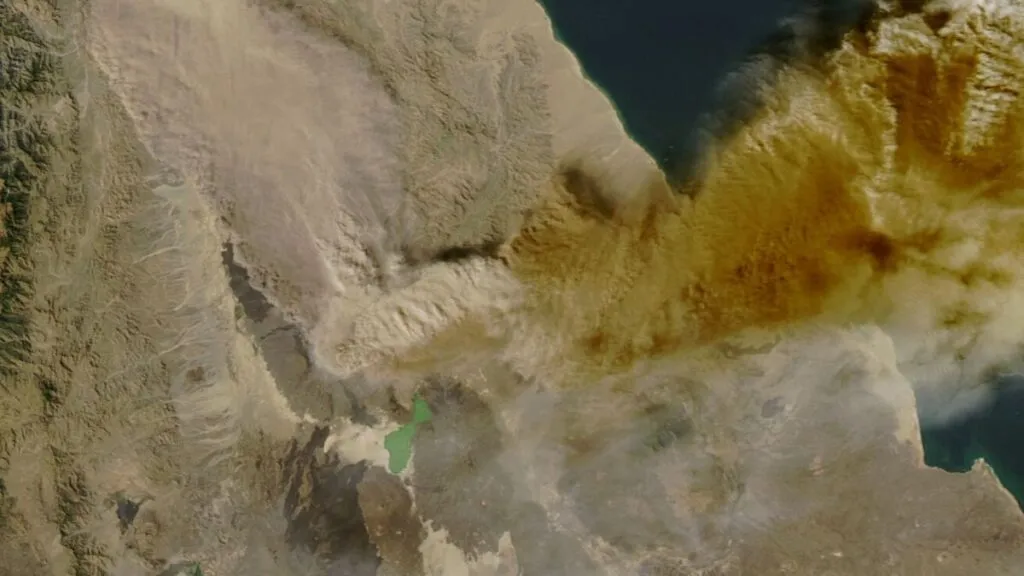 satellite image of ethiopia volcanic eruption