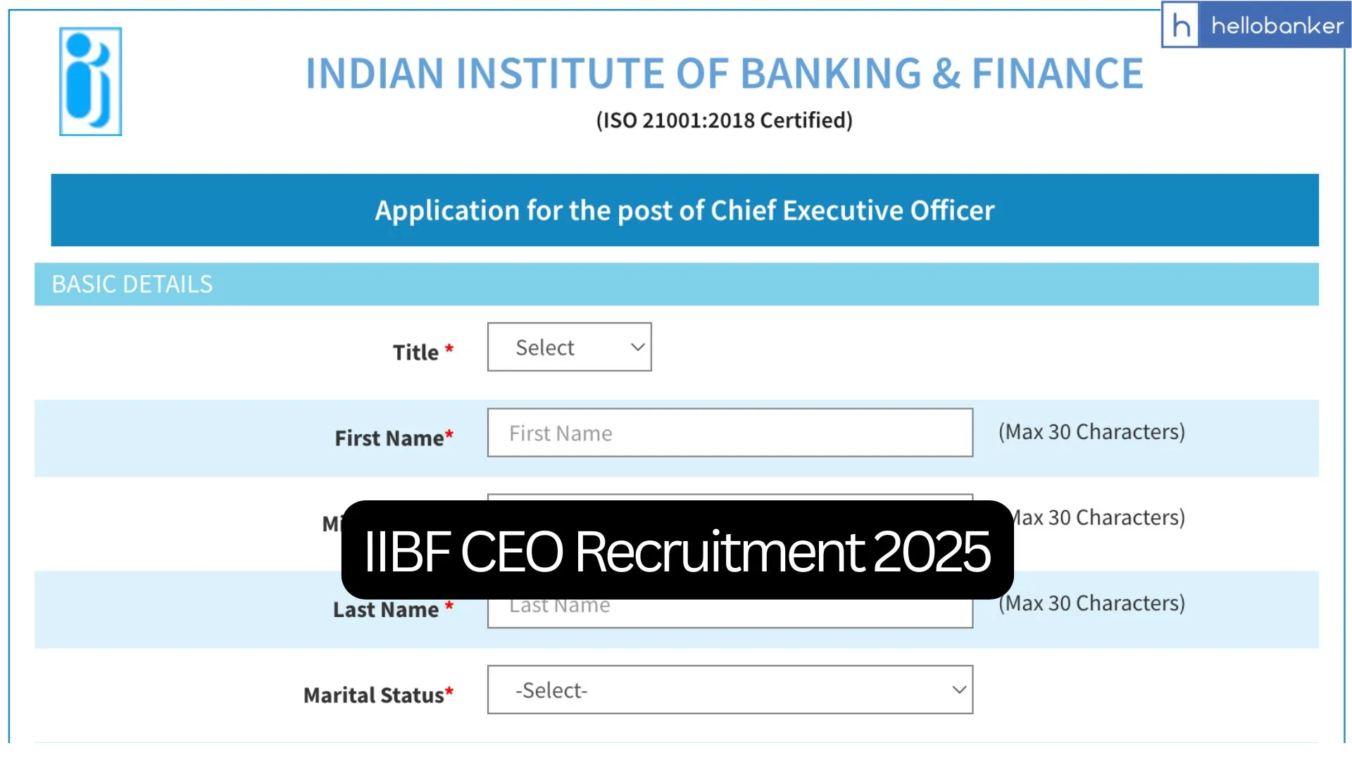 IIBF CEO Recruitment 2025 Notification PDF Out, Apply Online