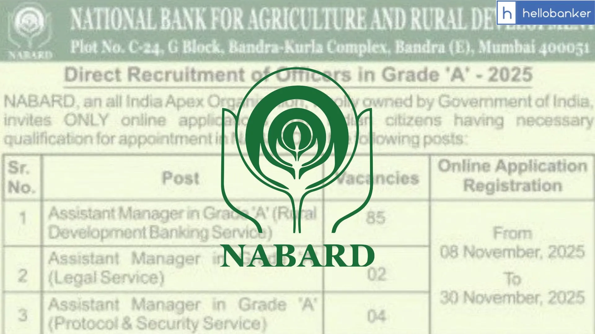 NABARD Grade A Notification PDF 2025 Out for 91 Assistant Manager Posts