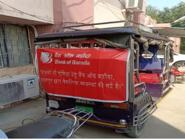 Autorickshaws arranged by Bank of Baroda Manjhanpur Branch