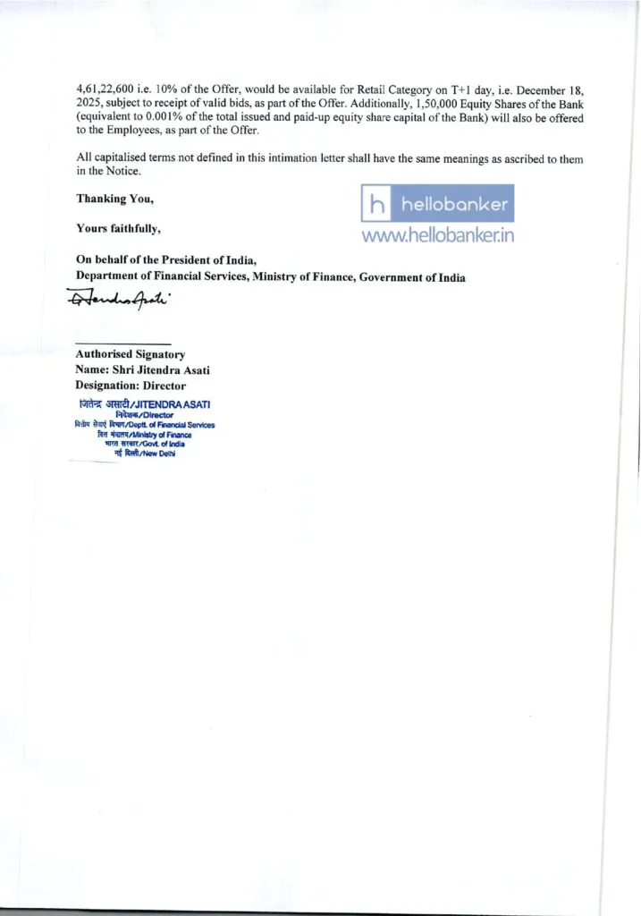 Government letter regarding sell of Stake in Indian Overseas Bank - Page 2