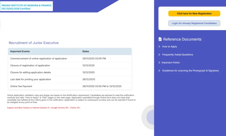 IIBF Junior Executive Recruitment 2025 Notification Released, Check Details