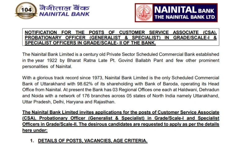 Nainital Bank Clerk, PO & SO Recruitment 2025 Notification Out for 175 Posts, Apply Online