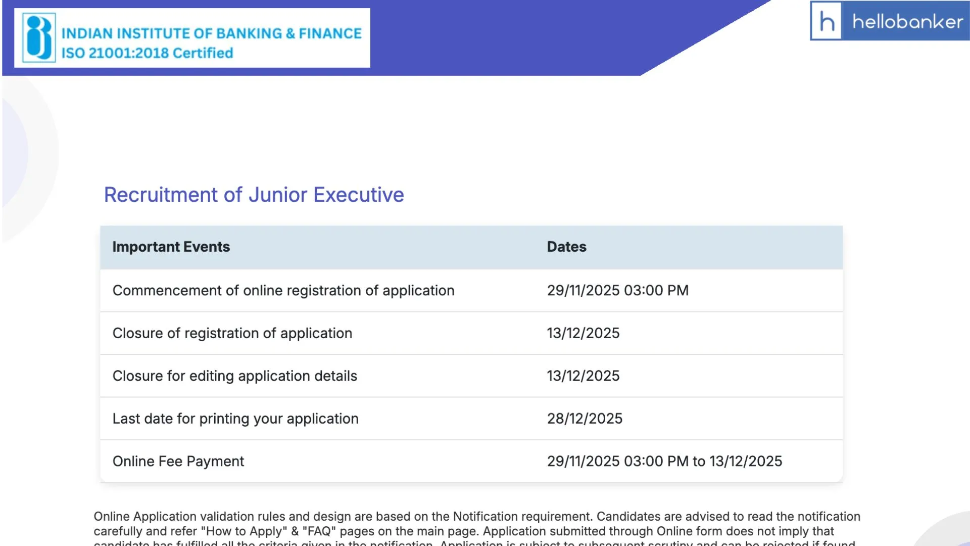 IIBF Junior Executive Recruitment 2025 Notification PDF Out, Apply Online