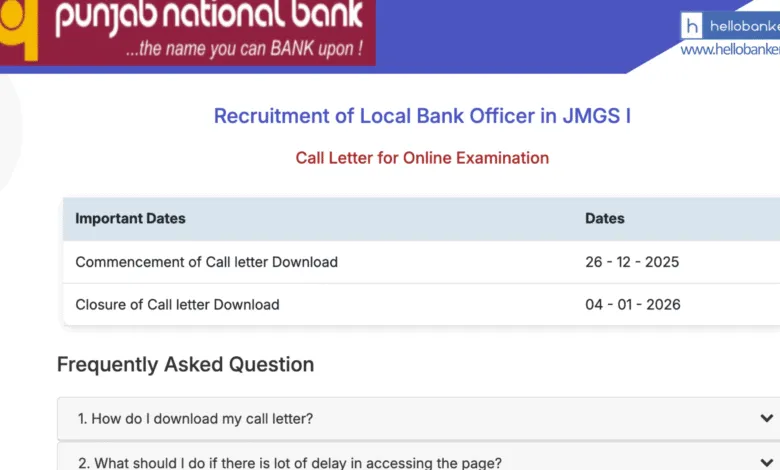 PNB LBO Admit Card Released, Click here to download