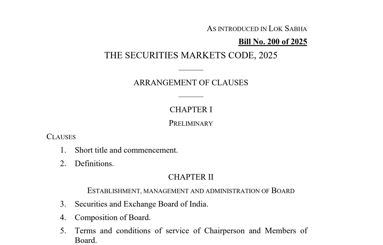 The Securities Markets Code 2025