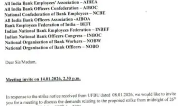 IBA Letter inviting Bank Unions for meeting on 14 January 2026