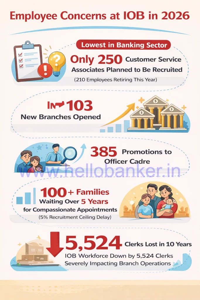 Employee concerns at IOB Bank in 2026