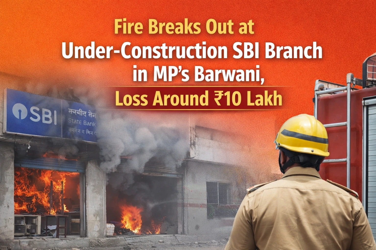 Fire Breaks Out at Under-Construction SBI Branch in MP’s Barwani, Loss Around ₹10 Lakh