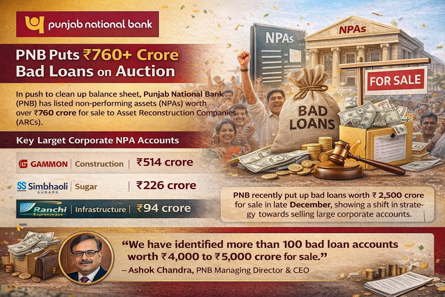 PNB Puts Over ₹760 Crore Bad Loans on Auction