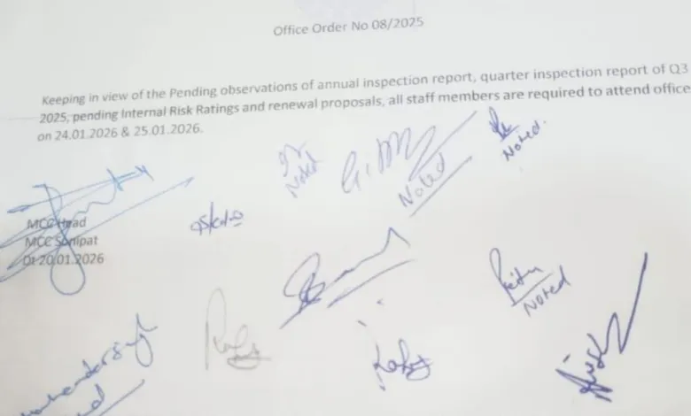 Punjab National Bank (PNB) Sonipat MCC head has ordered all staff to work on holidays i.e. 24 and 25 January 2026.