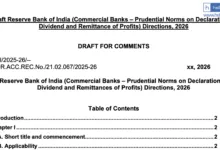 RBI released draft directions on Prudential Norms on Dividend and Remittance of Profit 2026