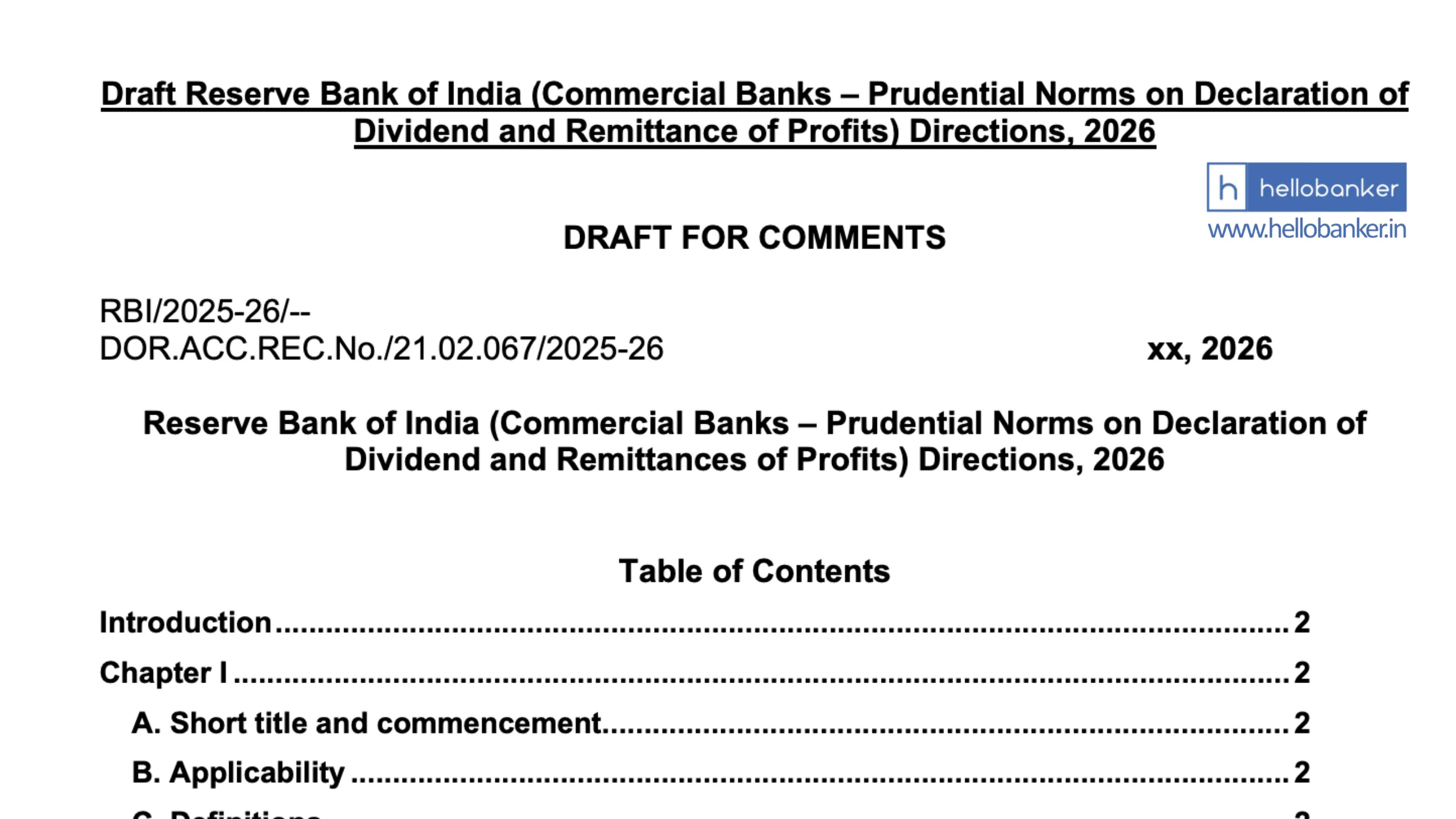 RBI releases new rules for Dividend paid by Bank