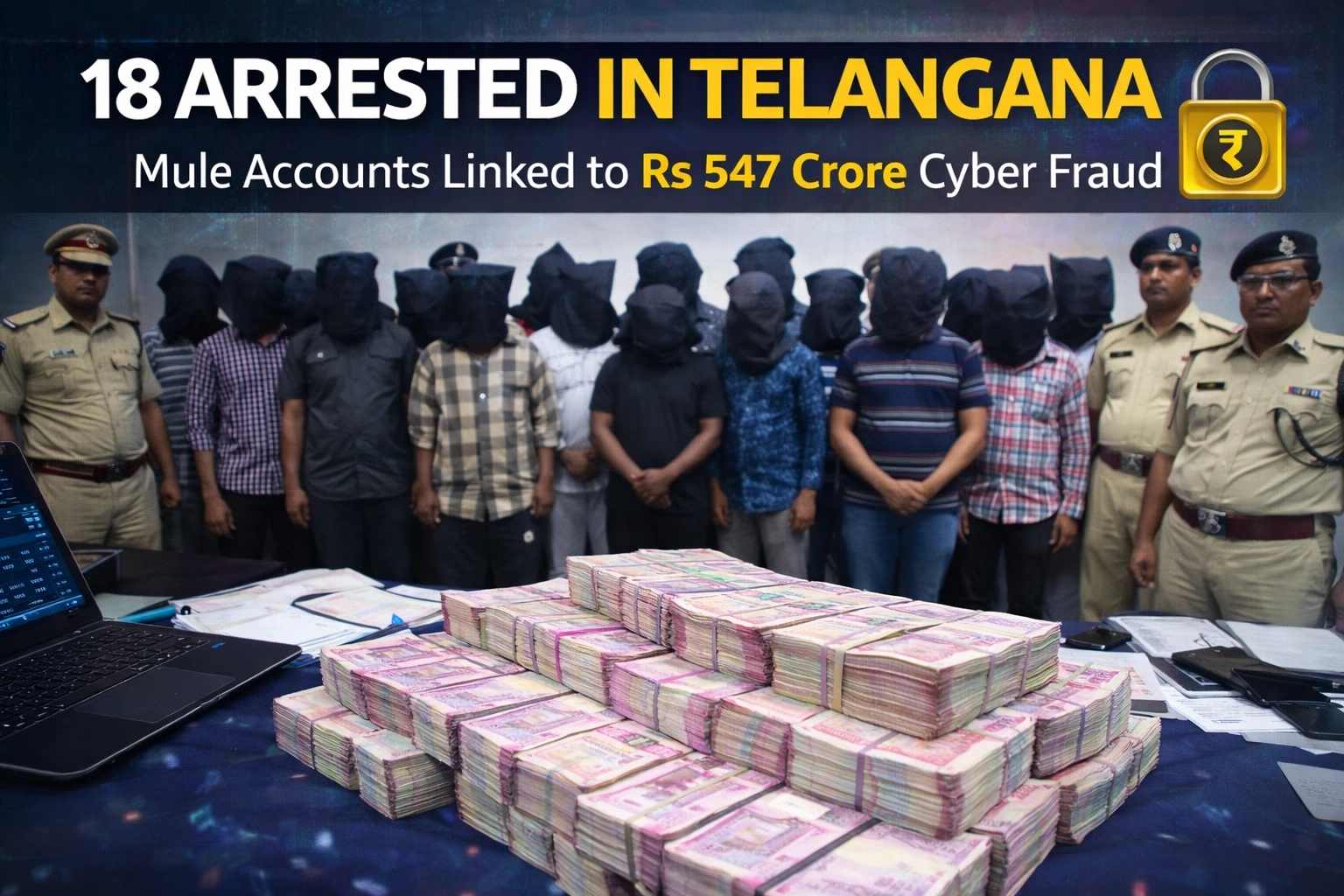 Rs.547 crore Cyber Fraud via Mule Accounts, 18 arrested in Telangana