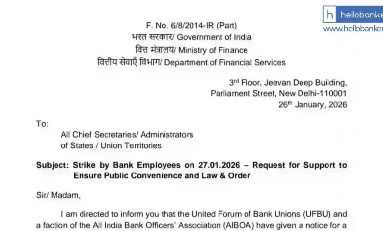 Use Police, Provide Banking! Finance Ministry writes Letter to State Secretaries on Bank Strike