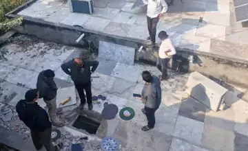 Bank of Baroda Robbery in Ajmer: Staff investigating the area from where robbers entered the bank