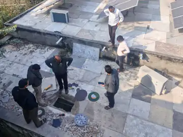 Bank of Baroda Robbery in Ajmer: Staff investigating the area from where robbers entered the bank