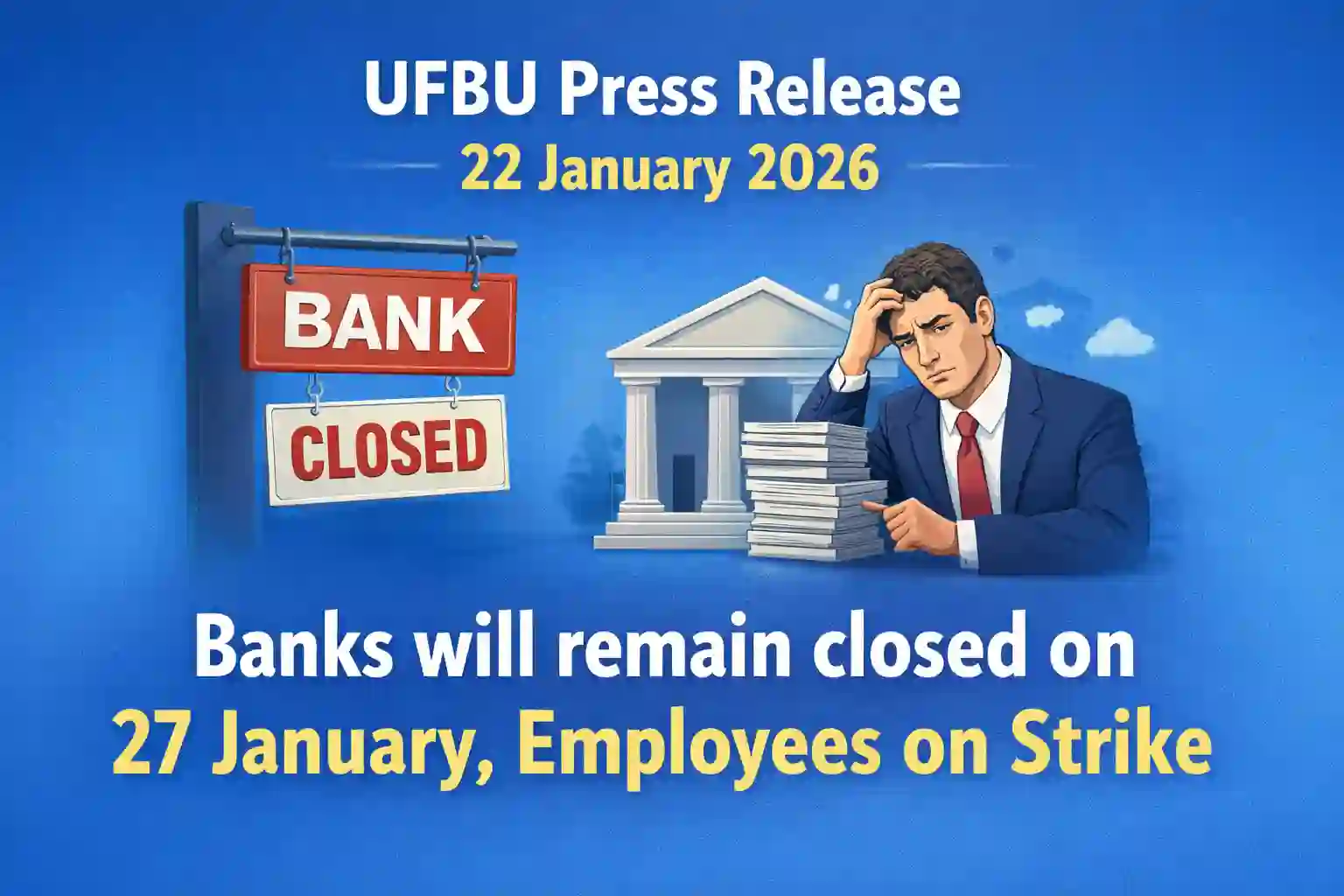 UFBU Press Release 22 January 2026: Banks will remain closed on 27 January, Employees on Strike