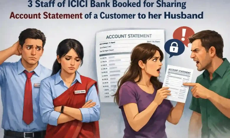 3 Staff of ICICI Bank booked for sharing Account Statement of a Customer to her Husband
