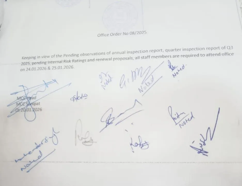 PNB orders Employees to Work on Holidays - 24 and 25 January: Office Order from MCC Head Sonipat